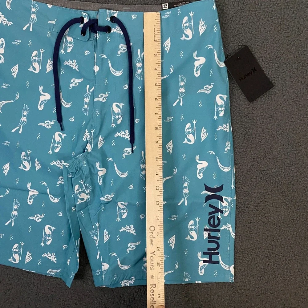 Hurley Deep Sea AOP Swim Board Short Mens 32 Blue Seadoo 9.5